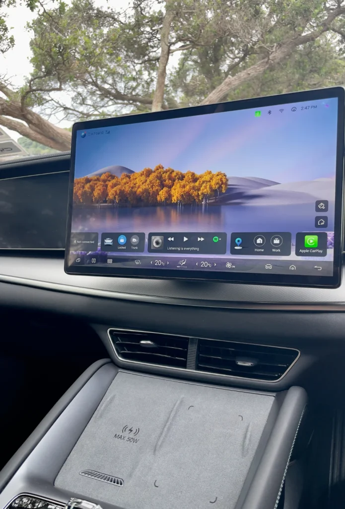 BYD Sealion 7 infotainment screen with Apple CarPlay and dashboard controls