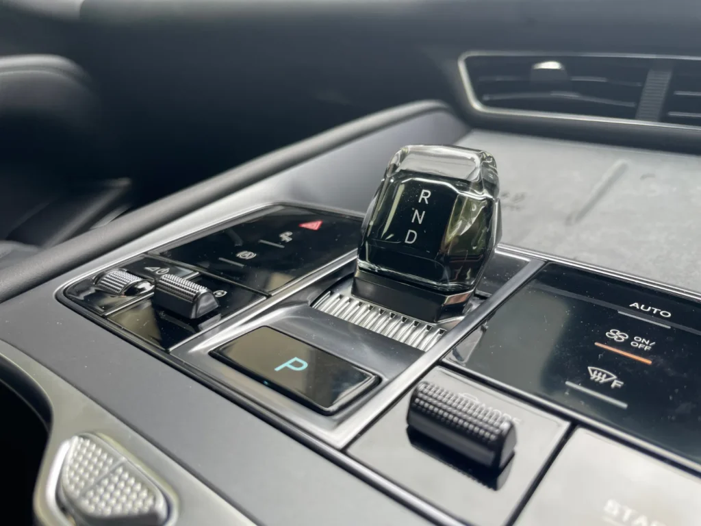 BYD Sealion 7 gear selector and center console controls interior view