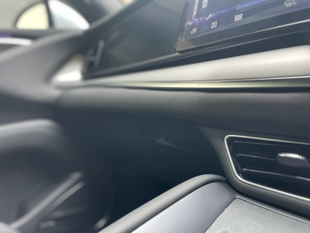 BYD Sealion 7 dashboard trim and air vent detail with ambient lighting