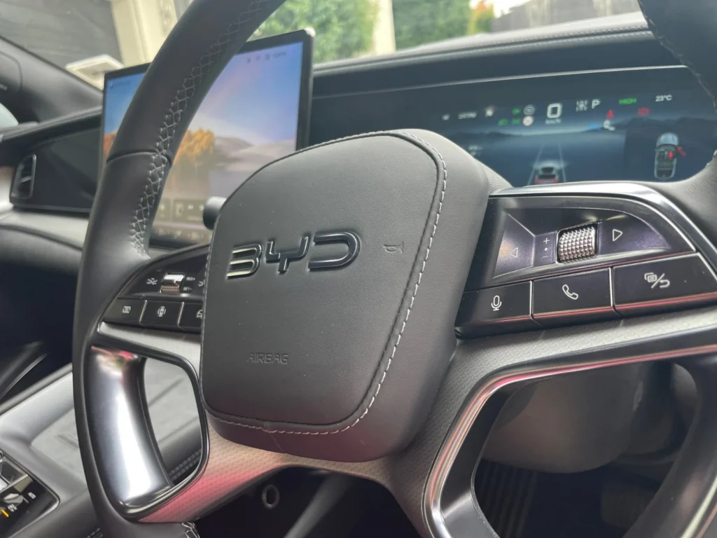 BYD Sealion 7 steering wheel with digital instrument cluster display