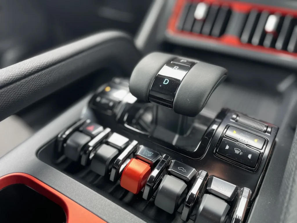 BYD Shark 6 gear selector and center console controls interior detail